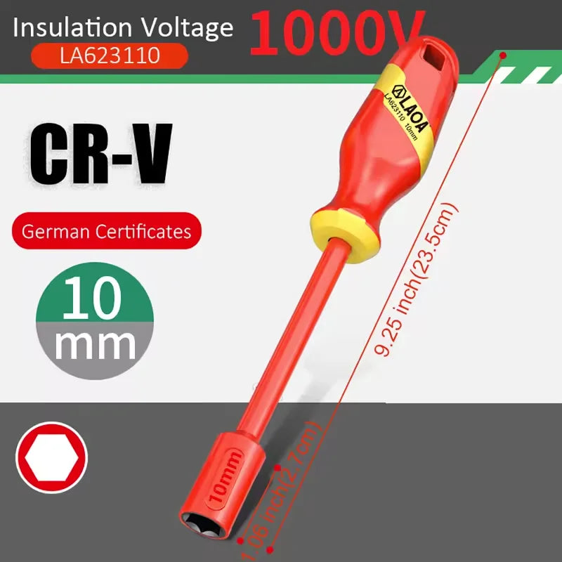 LAOA 1000V Insulated Socket Screwdriver Multifunctional Hexagonal Socket Wrench Driver Electrician Specific Withstand