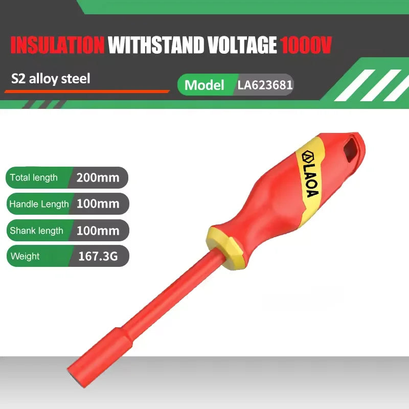 LAOA 1000V Insulated Socket Screwdriver Multifunctional Hexagonal Socket Wrench Driver Electrician Specific Withstand
