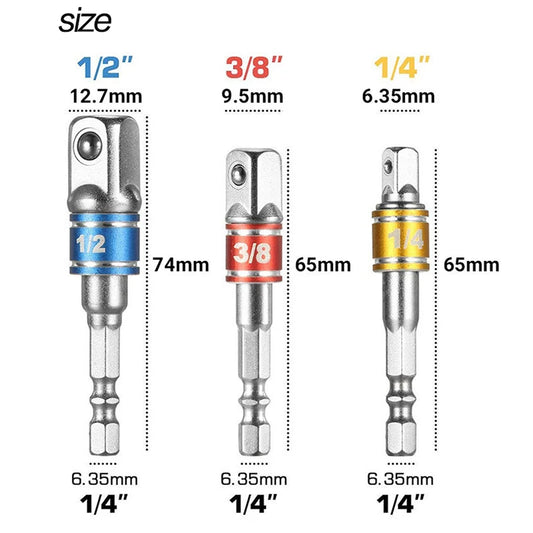 Socket Impact Driver Extension Adapter Extended Converter Electric Drill Hex To High Speed Nut Male Square Wrench Power Tool
