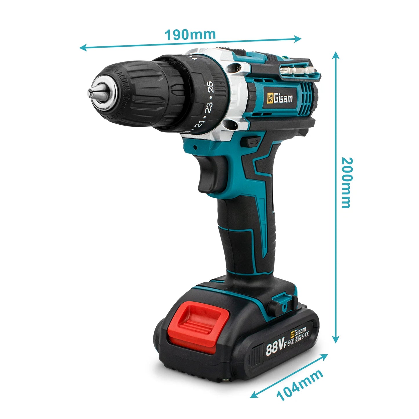 25+3 Torque Impact Drill Electric Screwdriver Cordless Electric Hammer Drill Driver 2 Gear Speed Lithium-Ion Battery Power Tools