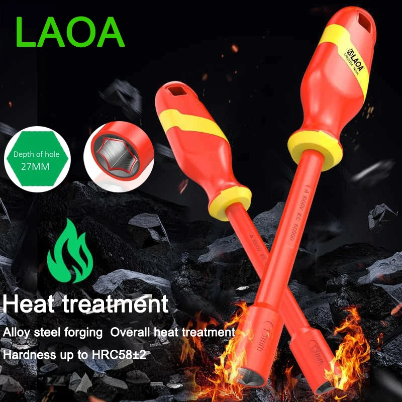 LAOA 1000V Insulated Socket Screwdriver Multifunctional Hexagonal Socket Wrench Driver Electrician Specific Withstand