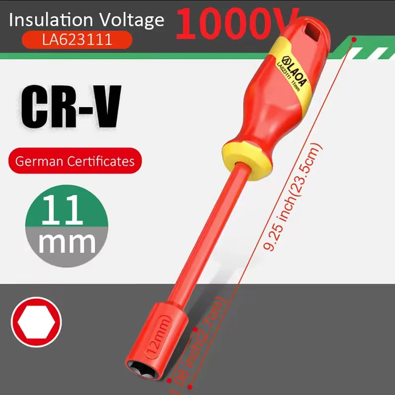LAOA 1000V Insulated Socket Screwdriver Multifunctional Hexagonal Socket Wrench Driver Electrician Specific Withstand