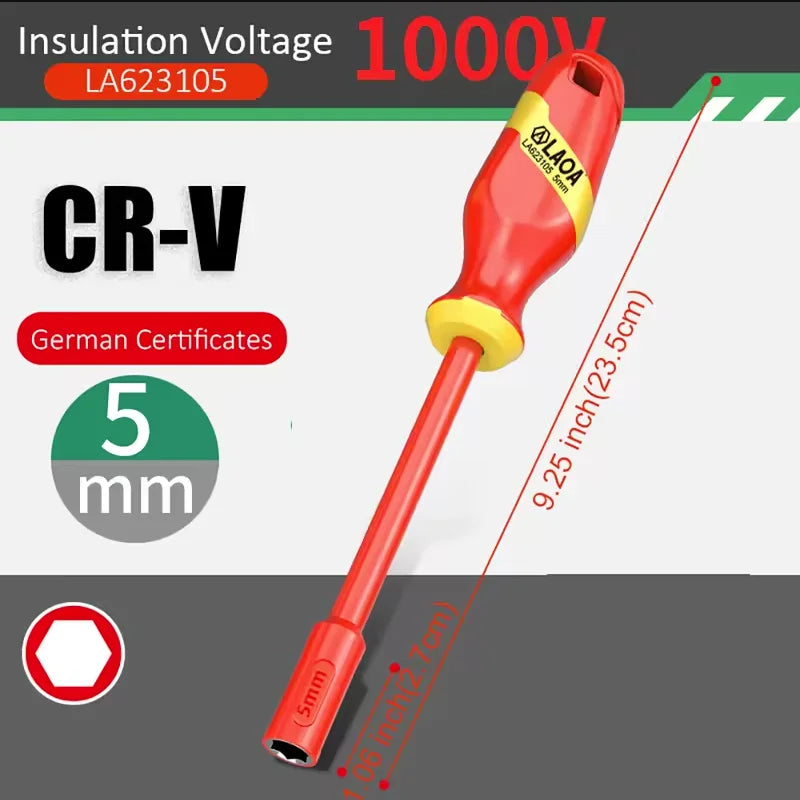 LAOA 1000V Insulated Socket Screwdriver Multifunctional Hexagonal Socket Wrench Driver Electrician Specific Withstand