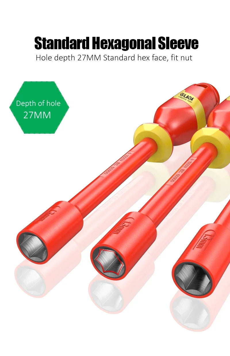LAOA 1000V Insulated Socket Screwdriver Multifunctional Hexagonal Socket Wrench Driver Electrician Specific Withstand