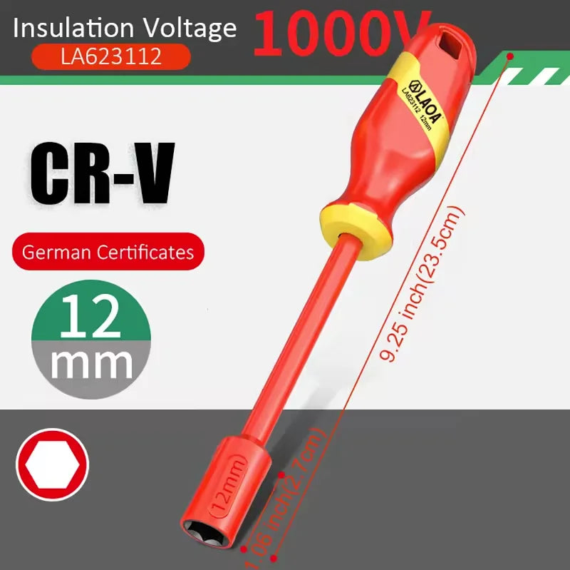 LAOA 1000V Insulated Socket Screwdriver Multifunctional Hexagonal Socket Wrench Driver Electrician Specific Withstand