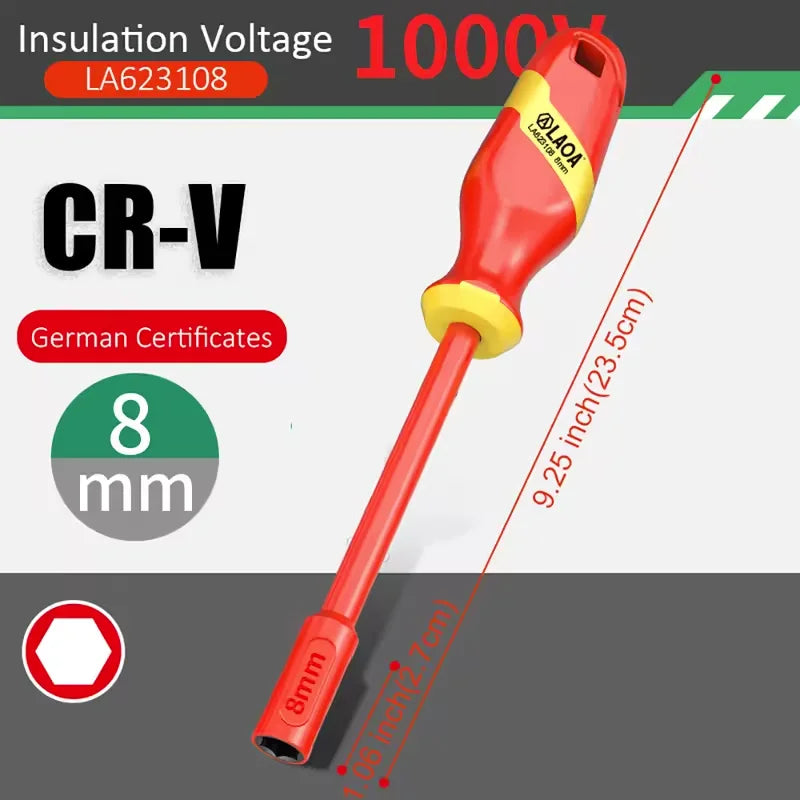 LAOA 1000V Insulated Socket Screwdriver Multifunctional Hexagonal Socket Wrench Driver Electrician Specific Withstand