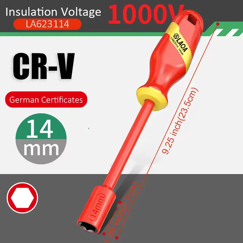 LAOA 1000V Insulated Socket Screwdriver Multifunctional Hexagonal Socket Wrench Driver Electrician Specific Withstand