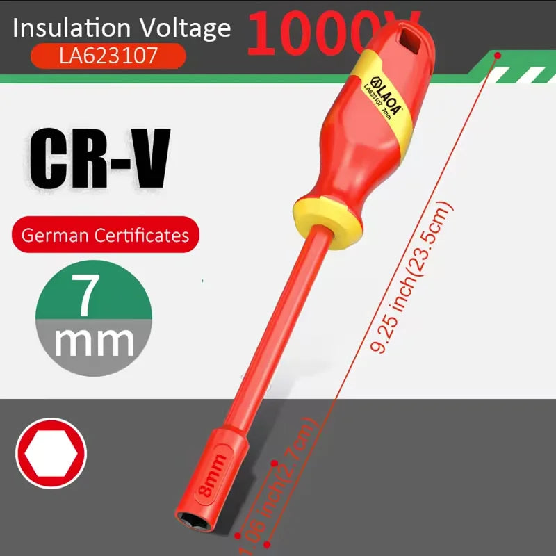 LAOA 1000V Insulated Socket Screwdriver Multifunctional Hexagonal Socket Wrench Driver Electrician Specific Withstand