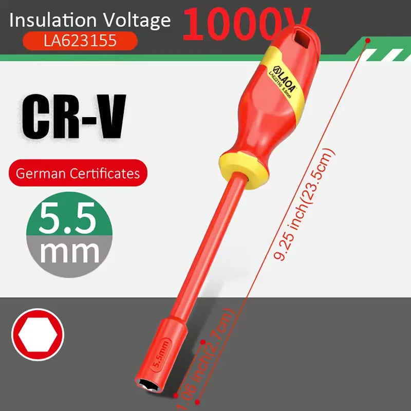 LAOA 1000V Insulated Socket Screwdriver Multifunctional Hexagonal Socket Wrench Driver Electrician Specific Withstand