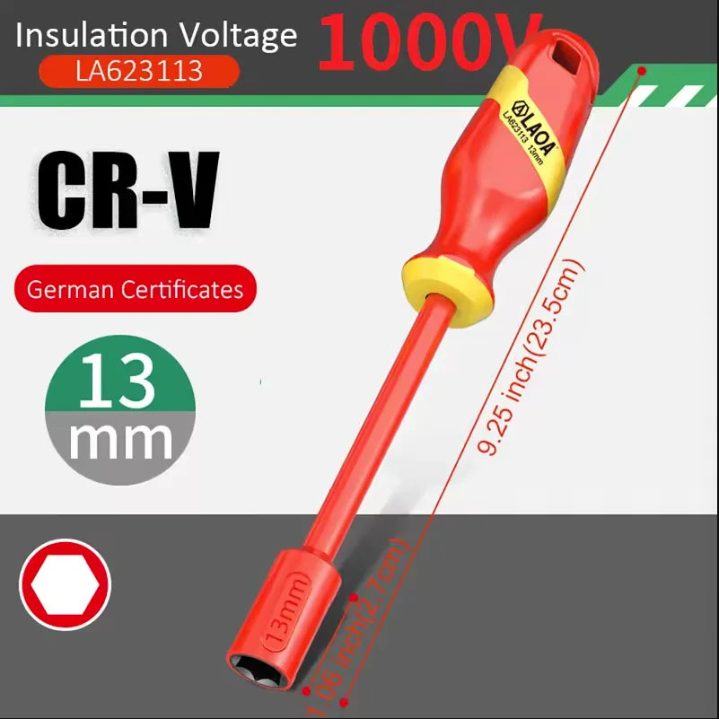 LAOA 1000V Insulated Socket Screwdriver Multifunctional Hexagonal Socket Wrench Driver Electrician Specific Withstand