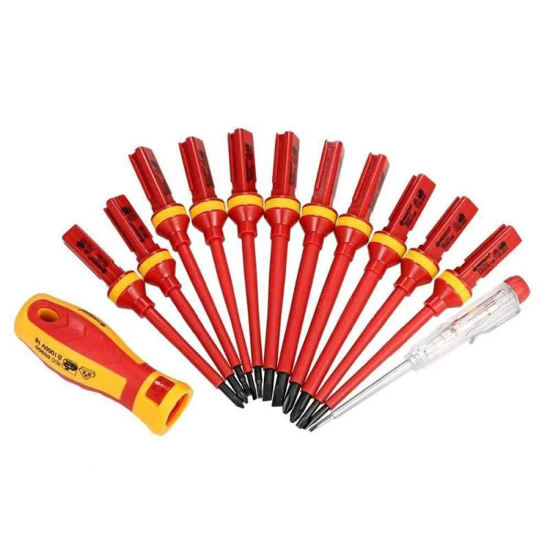 15PCS 380V/13PCS 1000V Changeable Insulated Screwdriver Set And Magnetic Slotted Bits Repair Tool Electrician Tools отвертка