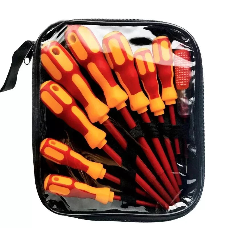 ESPLB 9pcs Insulated Screwdriver Strong Magnetic PP+TPR Handle CR-V Phillips Slotted Pozidriv Torx Screwdriver