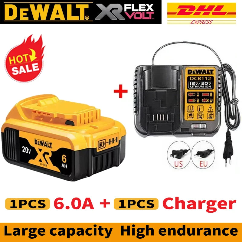 100% Genuine Dewalt 20V Battery, 2AH 5AH 6AH Rechargeable Lithium Ion Battery, Dewalt DCB200 Power Tool Replacement Battery