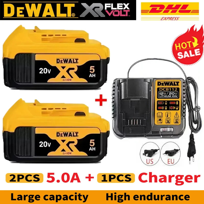 100% Genuine Dewalt 20V Battery, 2AH 5AH 6AH Rechargeable Lithium Ion Battery, Dewalt DCB200 Power Tool Replacement Battery