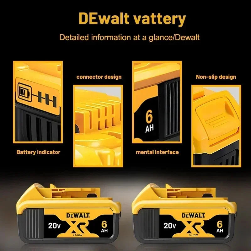 100% Genuine Dewalt 20V Battery, 2AH 5AH 6AH Rechargeable Lithium Ion Battery, Dewalt DCB200 Power Tool Replacement Battery