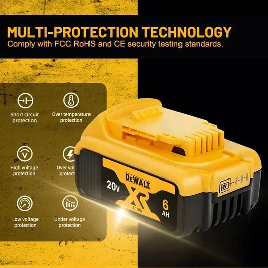 100% Genuine Dewalt 20V Battery, 2AH 5AH 6AH Rechargeable Lithium Ion Battery, Dewalt DCB200 Power Tool Replacement Battery