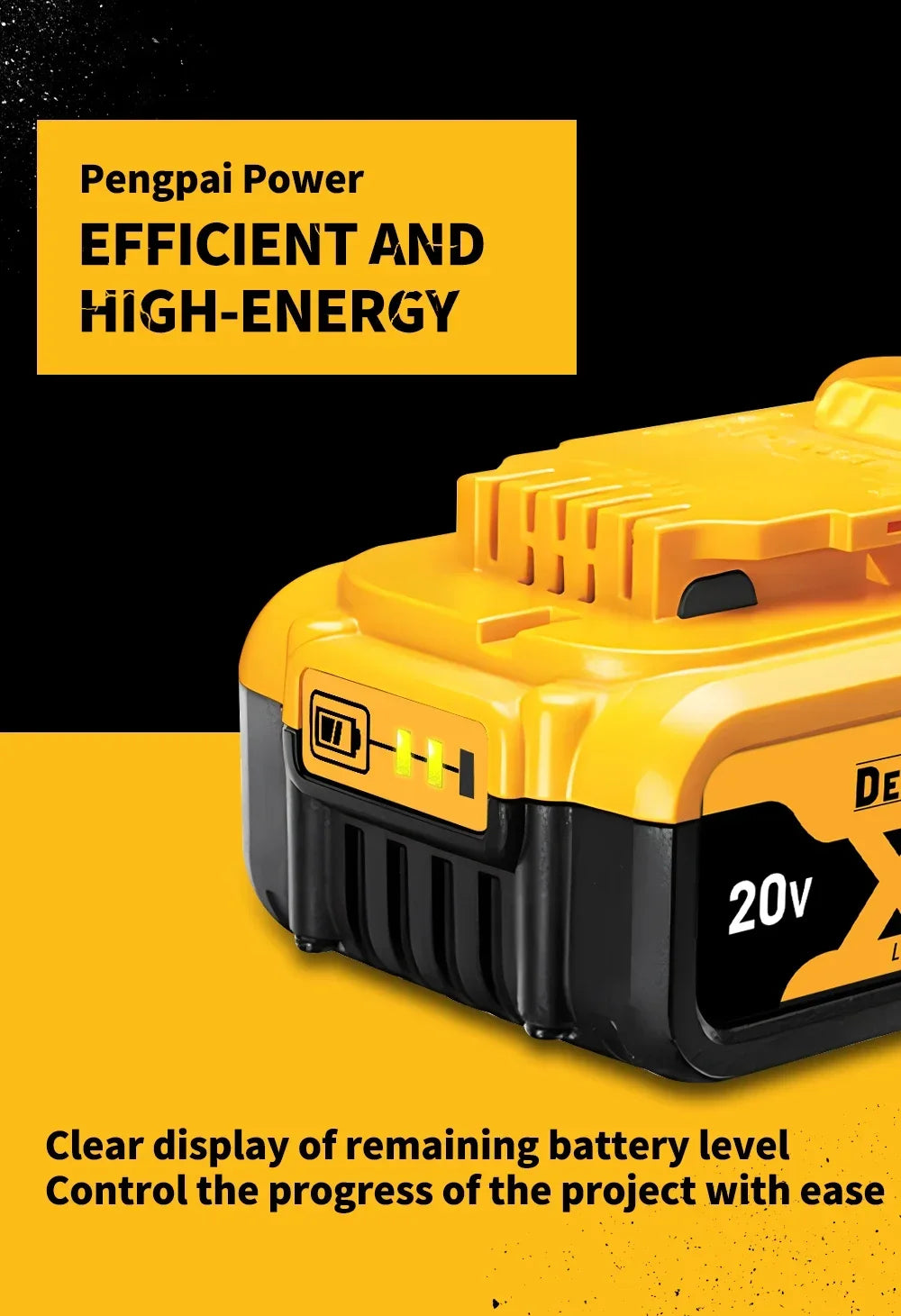 100% Genuine Dewalt 20V Battery, 2AH 5AH 6AH Rechargeable Lithium Ion Battery, Dewalt DCB200 Power Tool Replacement Battery